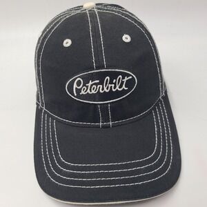 Peterbilt Hat Strapback (Fits Small) Black White Semi Truck Logo Motors Dad Men